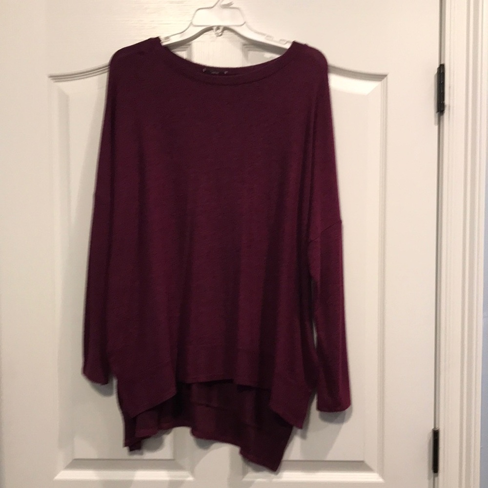 Burgundy sweater, one size fits all, drapes very nicely